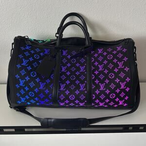 Louis Vuitton Keepall Light Up Bandoulière 50 Black Fiber Optic Monogram Duffle
